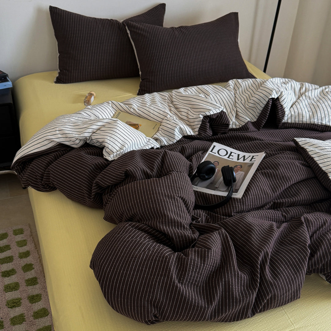 Modern Gestreifter Bettbezug Set
