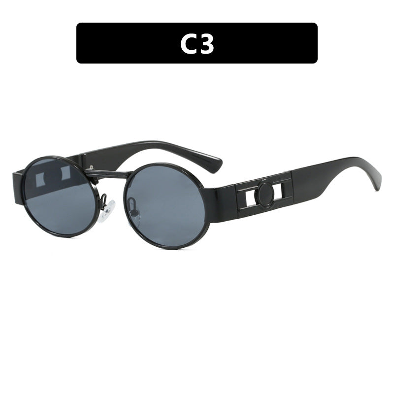 Damen runde Sonnenbrille mit modischem Metallrahmen und UV-Schutz Karnz