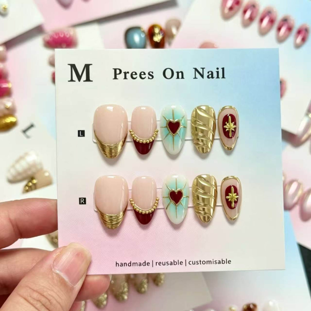 Dekoratives handgemachtes Press-On Nail Art Set