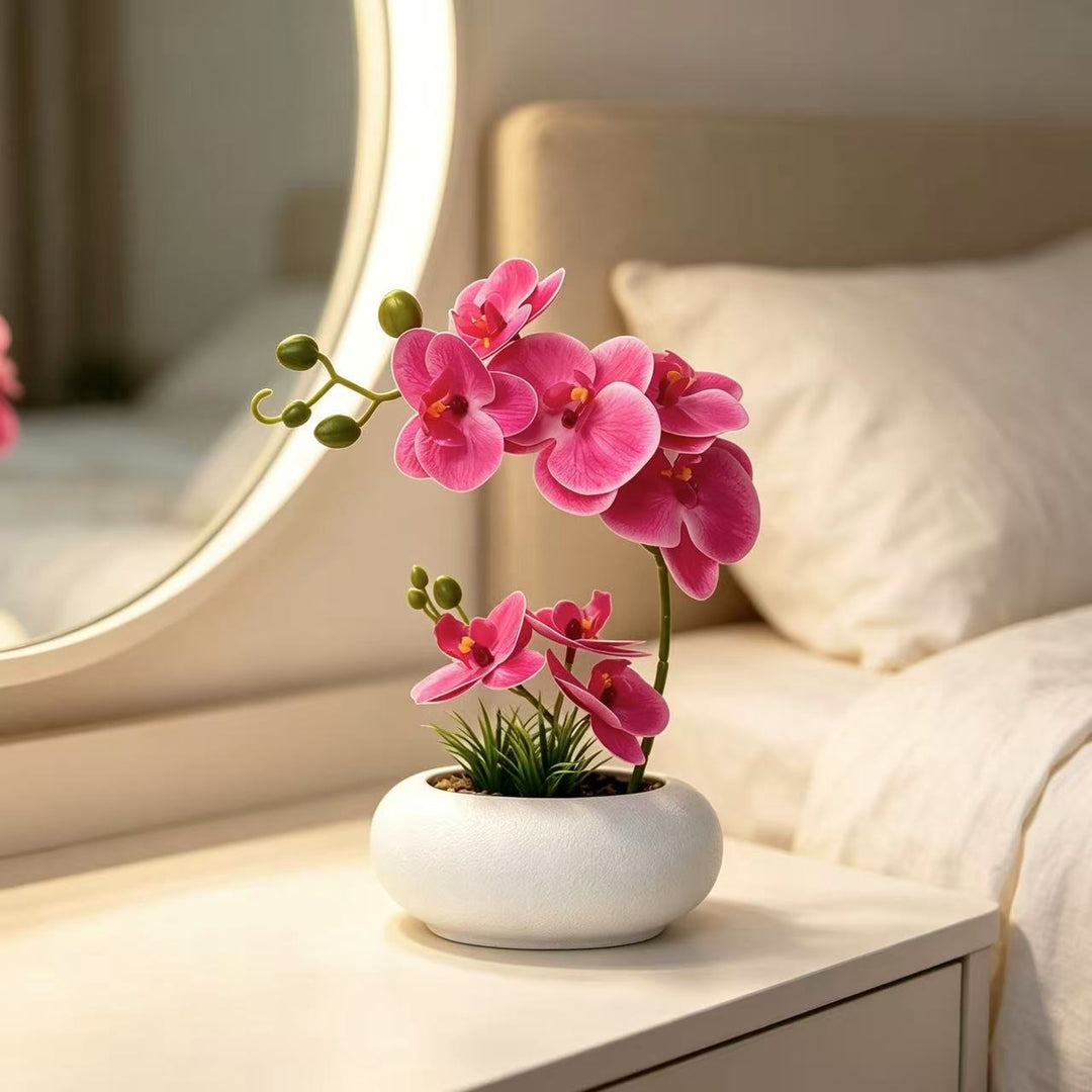 Lebensechte Orchideenpflanzenanordnung für die Heimdekoration