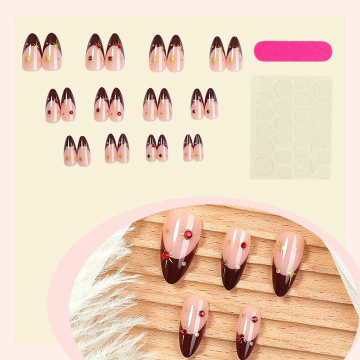 Elegantes Spitzen-Press-On-Nagelset mit dekorativen Akzenten Karnz