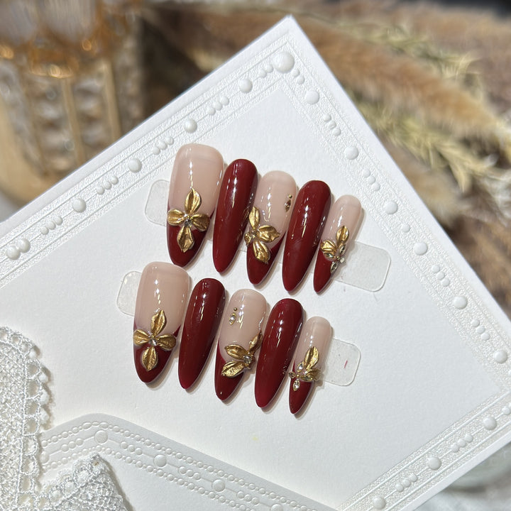 Luxuriöser Floraler Acrylnagel-Set Karnz