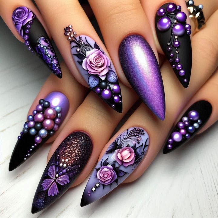 Kreative Nagelkunst mit Exotischem Blattdesign Karnz