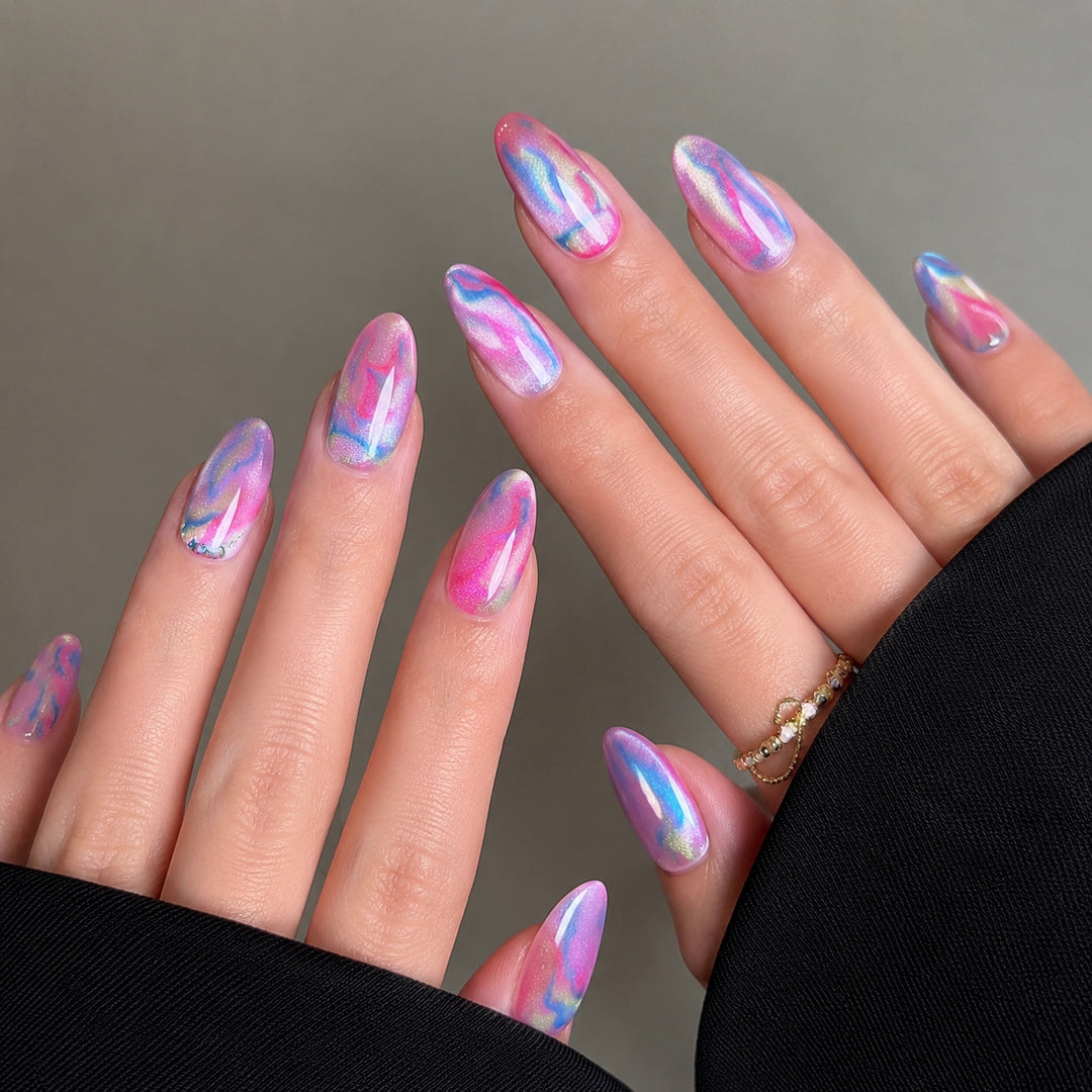 Marmorierte Fantasy Press-On Nagelspitzen Karnz