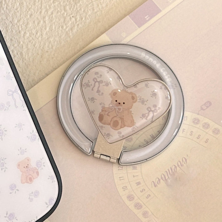 Herzförmiger Smartphone Halter mit niedlichem Bärenmotiv Karnz