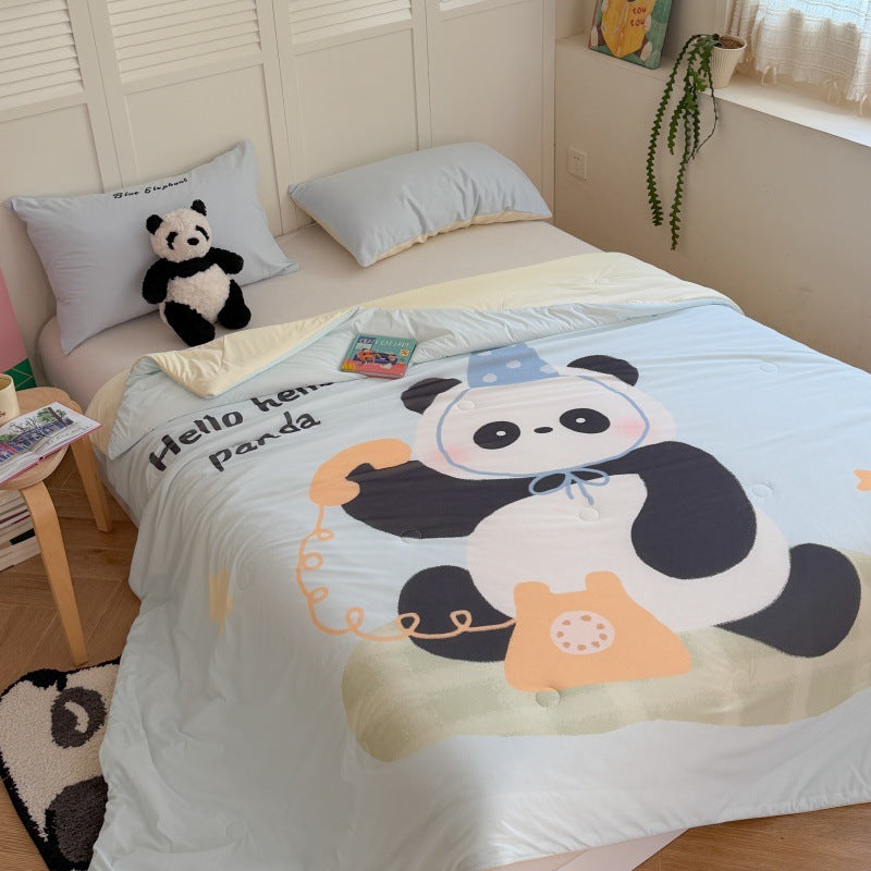 Kinder-Steppbett mit niedlichem Hunde-Print, atmungsaktiver Mikrofaserfüllung und leichter Punktsteppung