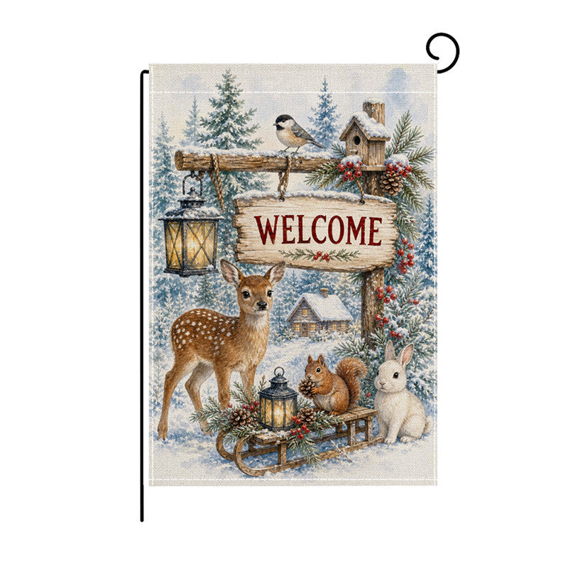 Festliche Außen-Dekorative Gartenflagge Doppel-Seitige Polyester Weihnachts-Szene