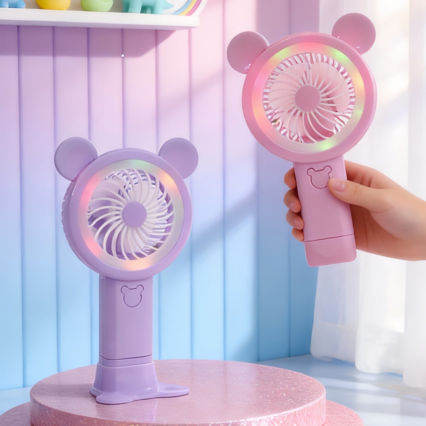 Damen Tragbarer Handventilator im fröhlichen Bärendesign Karnz