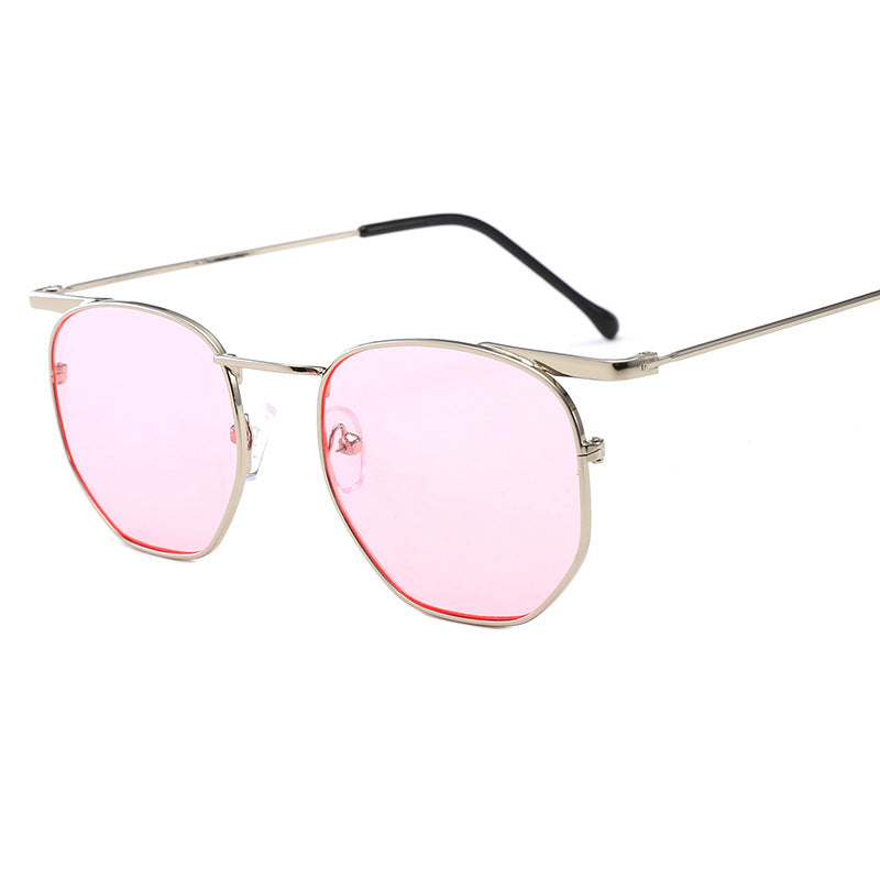 Damen modische geometrische Sonnenbrille mit elegantem Metallrahmen Karnz
