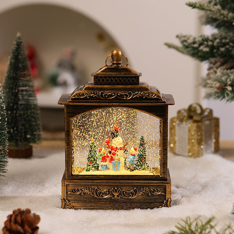 Nostalgische Weihnachtslaterne mit beweglicher Schneefallszene Karnz