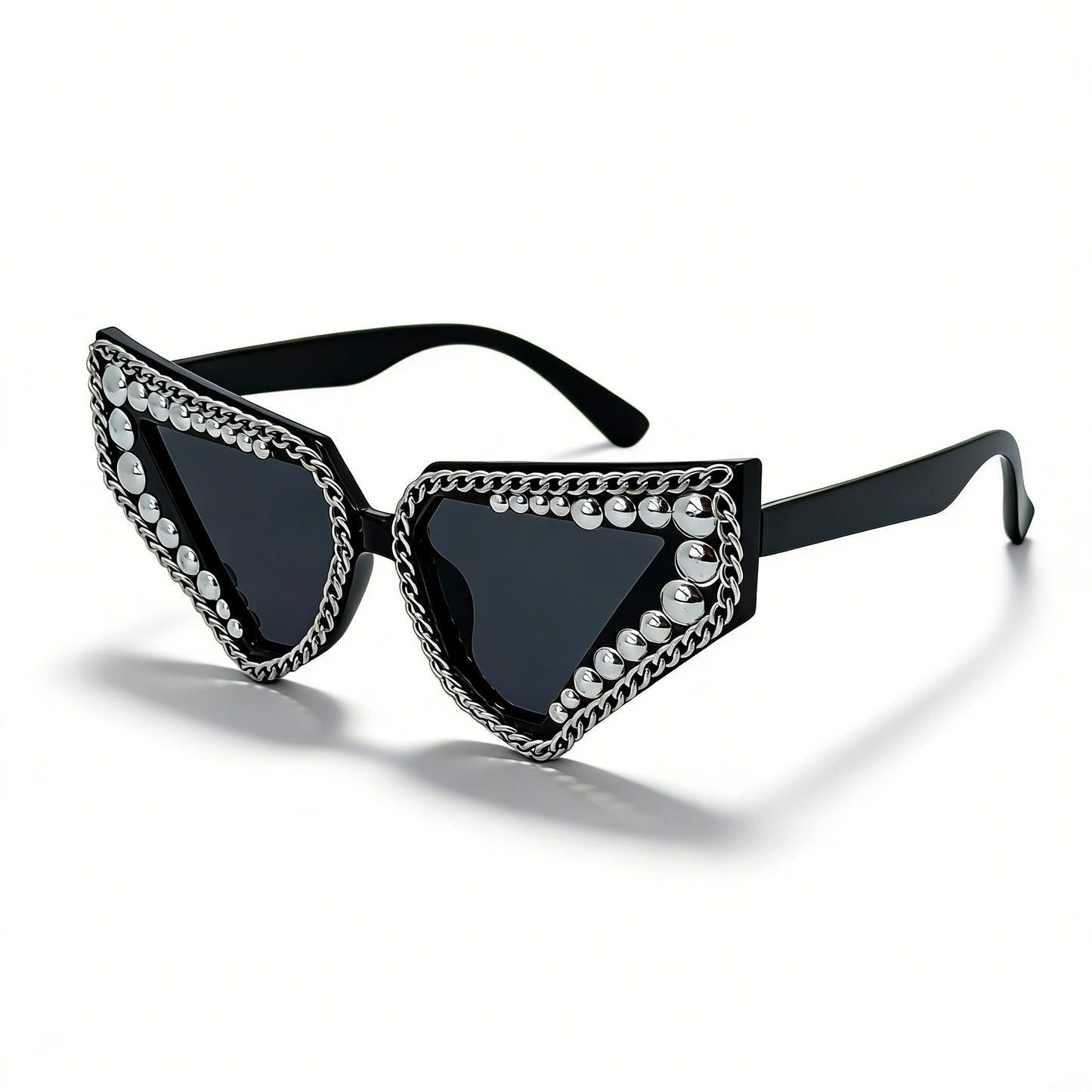 Damen Sonnenbrille mit einzigartigem dreieckigem Rahmen und funkelnden Akzenten Karnz
