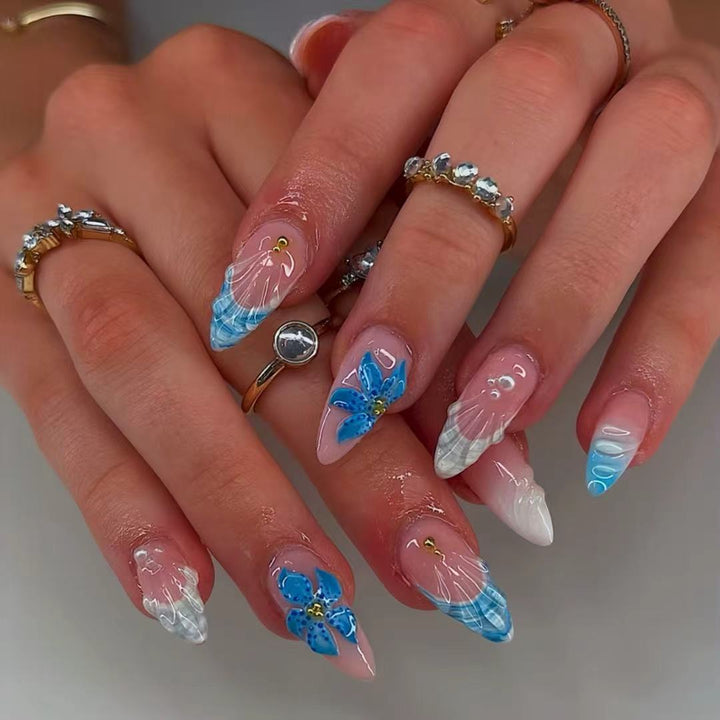 Künstlerische ocean-themed Nagelkunst Extensions Karnz