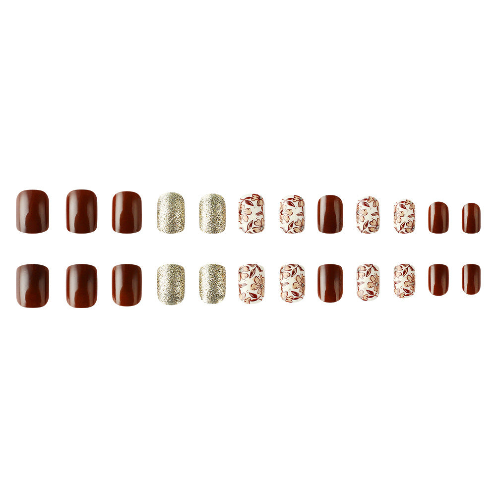 Künstlerisches, von Blumen inspiriertes Press-On Nagelset Karnz