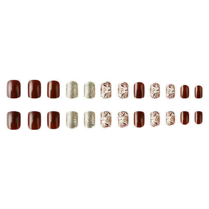 Künstlerisches, von Blumen inspiriertes Press-On Nagelset Karnz