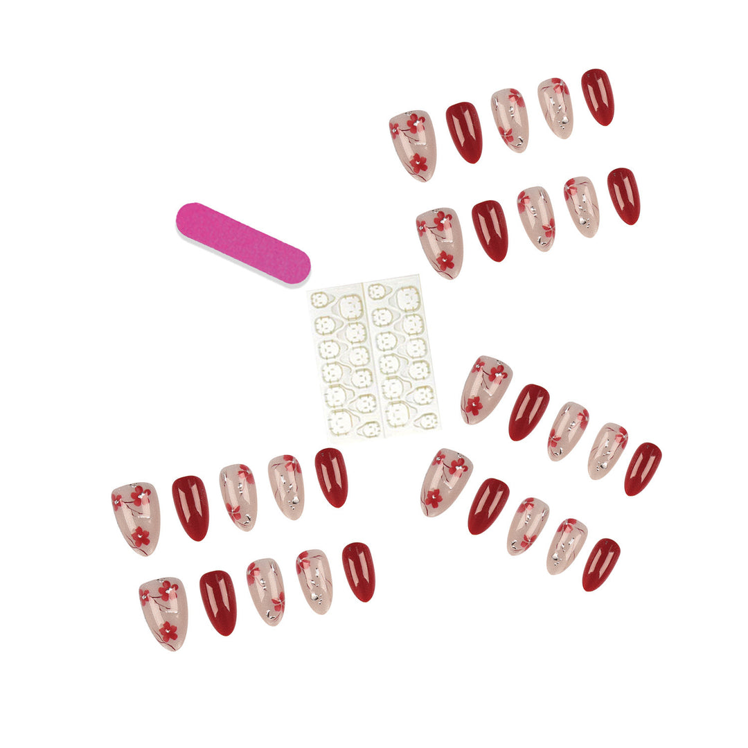 Floral Accent Press-On Nail Tips Set