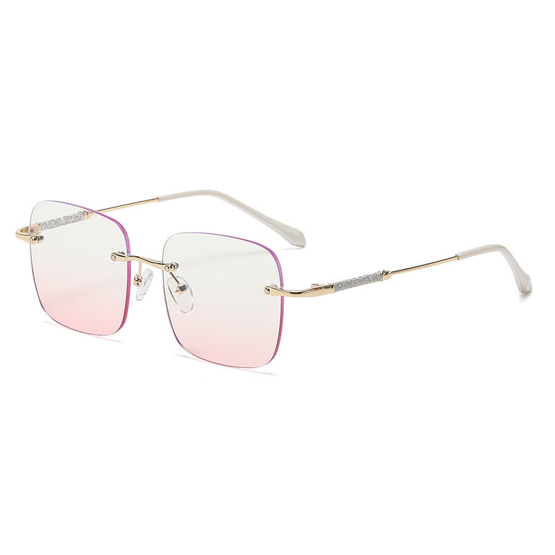 Damen elegante quadratische Sonnenbrille mit funkelnden Akzenten Karnz