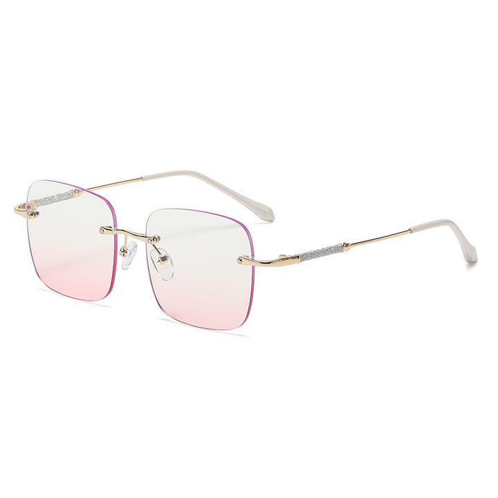 Damen elegante quadratische Sonnenbrille mit funkelnden Akzenten Karnz