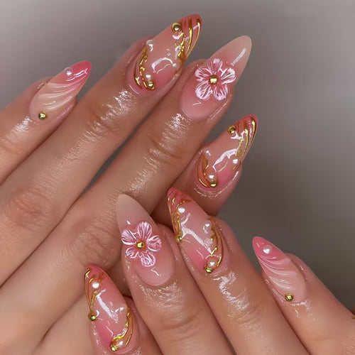 Blumen- und Dekorative Press-On Nagelset Karnz