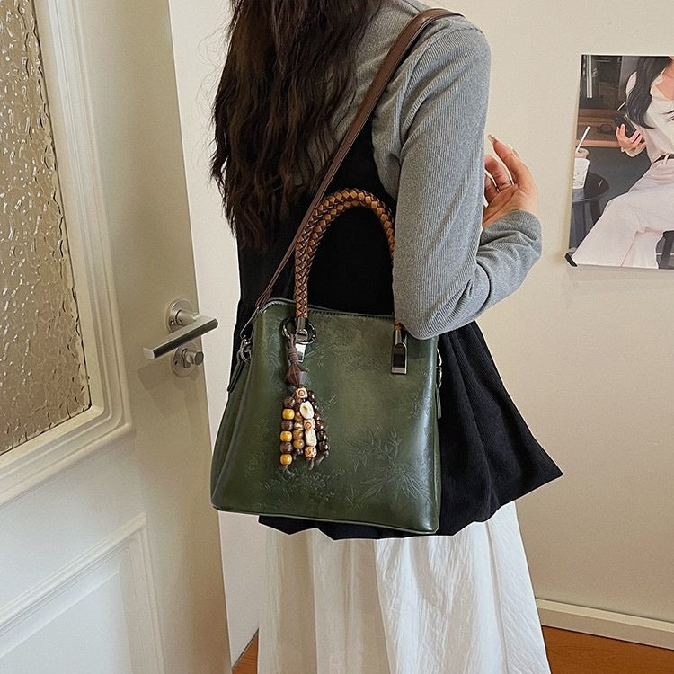 Elegante Handgefertigte Floral Prägung Tragetasche