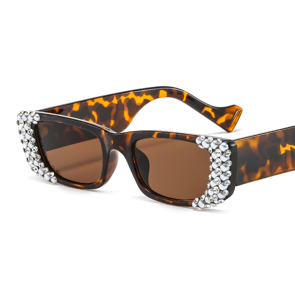 Damen extravagante Schmuckstein-Sonnenbrille Karnz