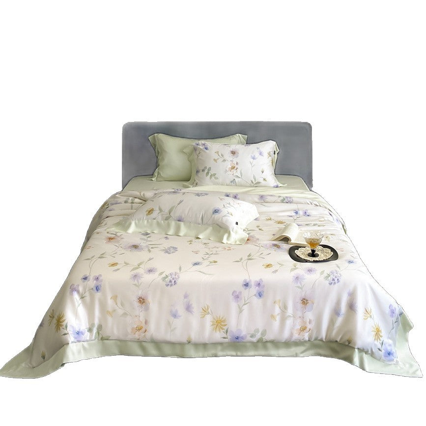 Luxuriöses Baumwollsatin-Bettwäsche-Set mit Aquarell-Marmorprint und feiner Saumkante