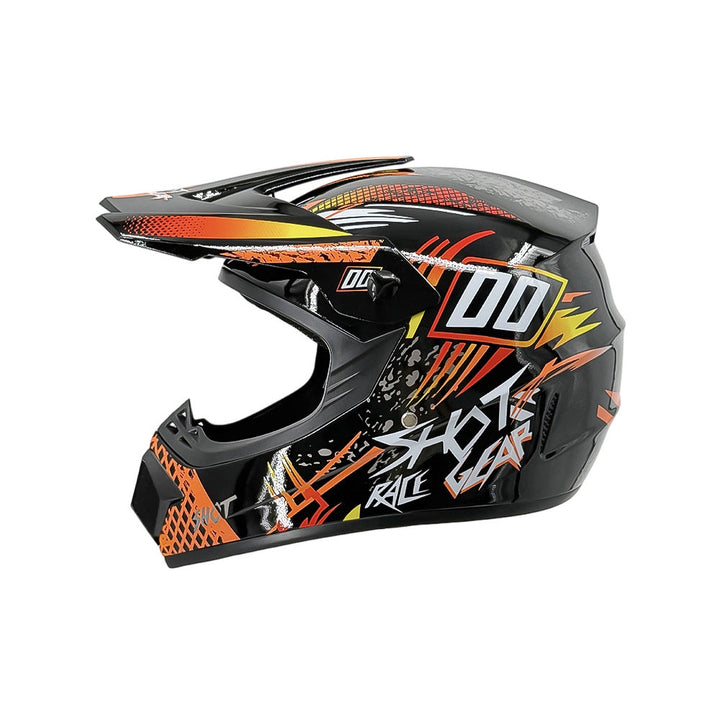 Vollgesicht-Motocross-Helm mit verlängertem Visier und verstärktem Kinnschutz Karnz