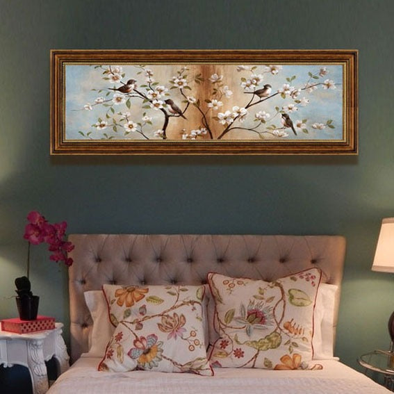 Elegante Blumenreiche Leinwand Wandkunst