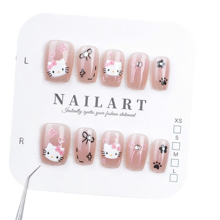 Verspieltes Charakter-Themen Press-On Nagel Set Karnz
