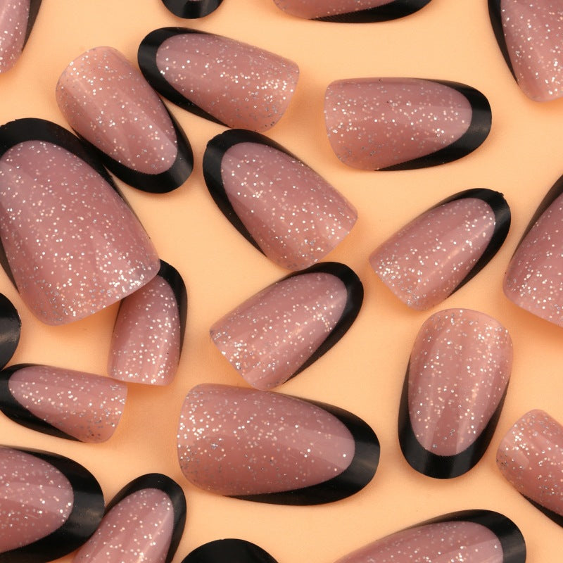 Glamouröse Glitzer Französische Spitzen Nagelverstärkungen Karnz