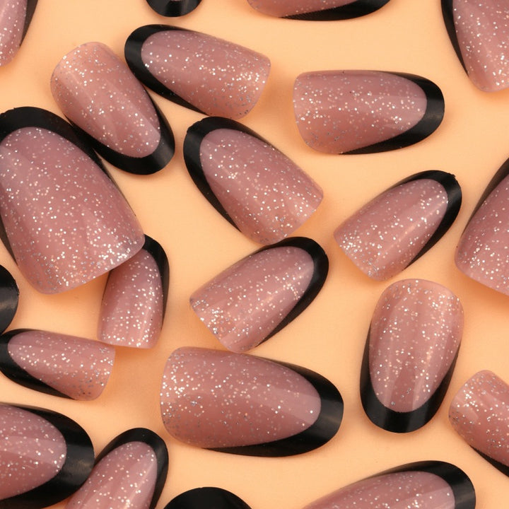 Glamouröse Glitzer Französische Spitzen Nagelverstärkungen Karnz