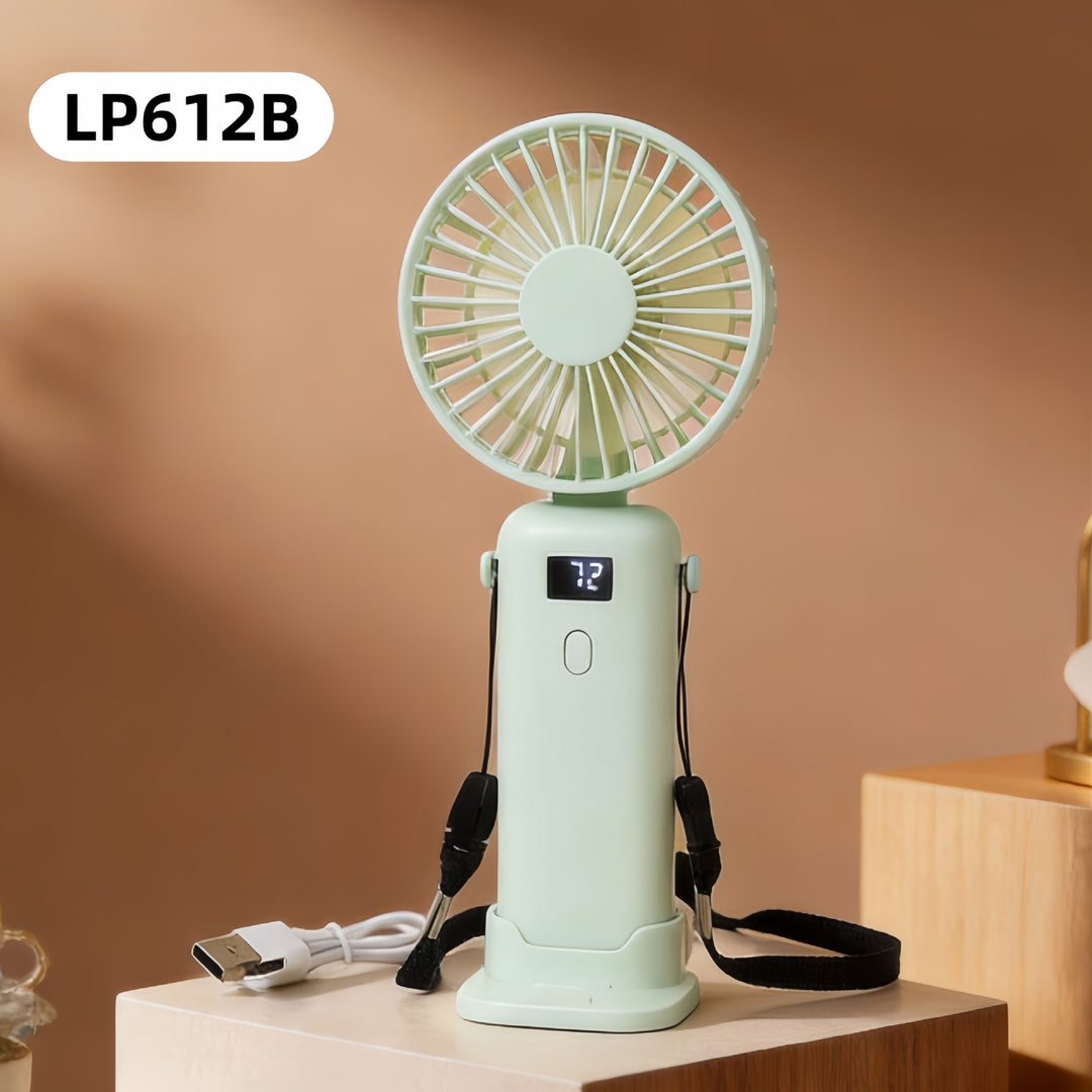 Damen Tragbarer Handventilator mit digitaler Geschwindigkeitsanzeige und USB-Ladefunktion Karnz