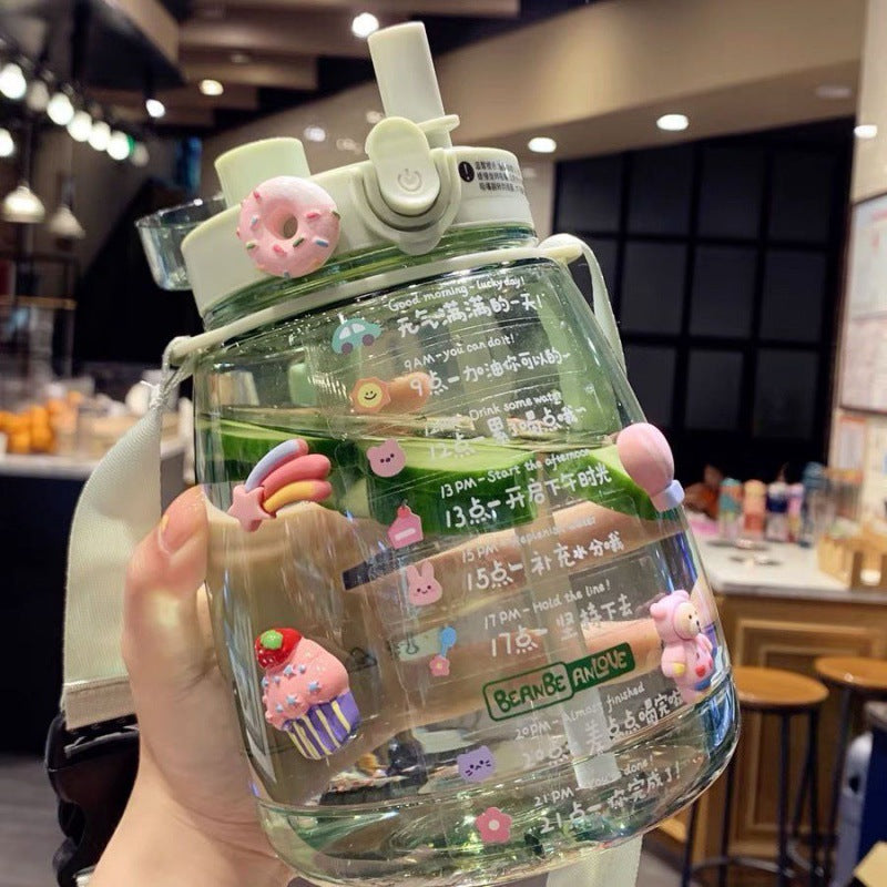 Damen große Wasserflasche mit integrierter Skala und Freisprecheinrichtung Karnz