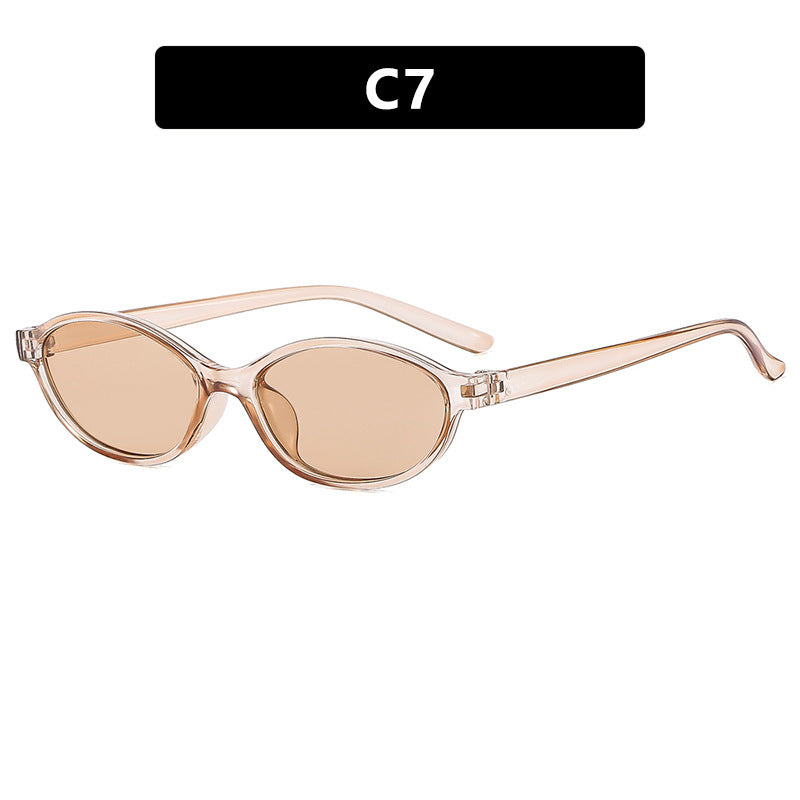 Damen ovalförmige Sonnenbrille mit transparentem Rahmen und UV-Schutz Karnz