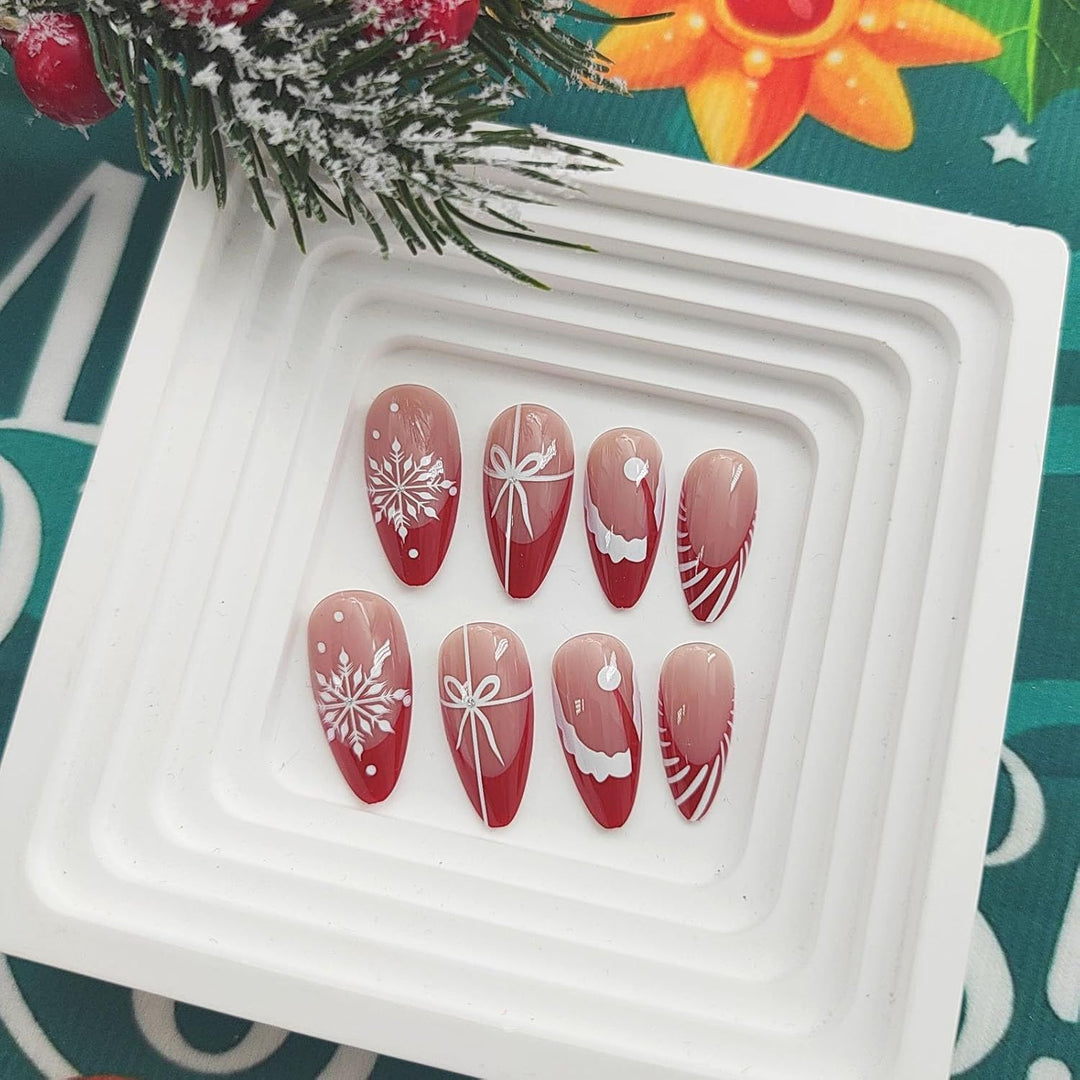 Festliches Feiertags-Themen Press-On Nagelset Karnz