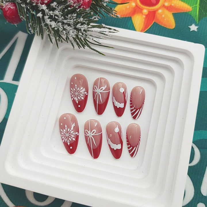 Festliches Feiertags-Themen Press-On Nagelset Karnz