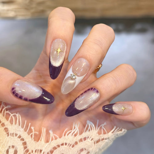 Elegantes Press-On-Nagelkunstset mit Kristalldetails Karnz
