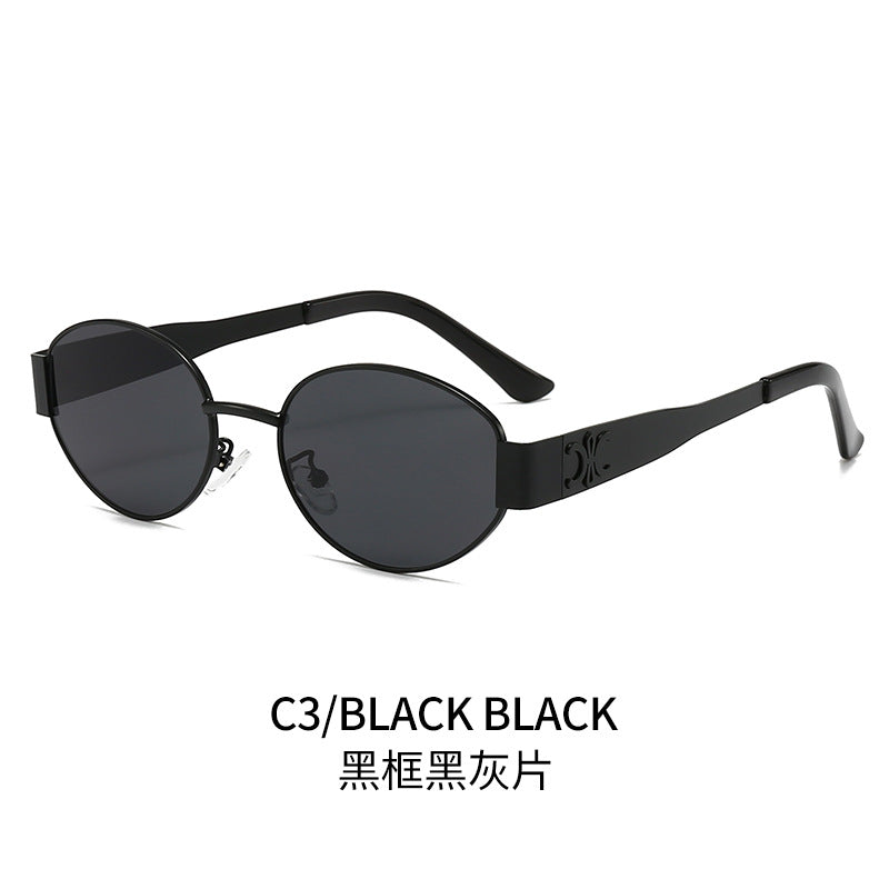 Damen Designer-Sonnenbrille mit elegantem ovalem Rahmen und einzigartigen Akzenten Karnz