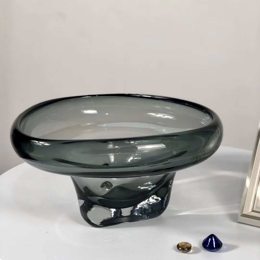 Handgeblasene dicke Glas-Podest-Mittelstück-Schüssel Karnz