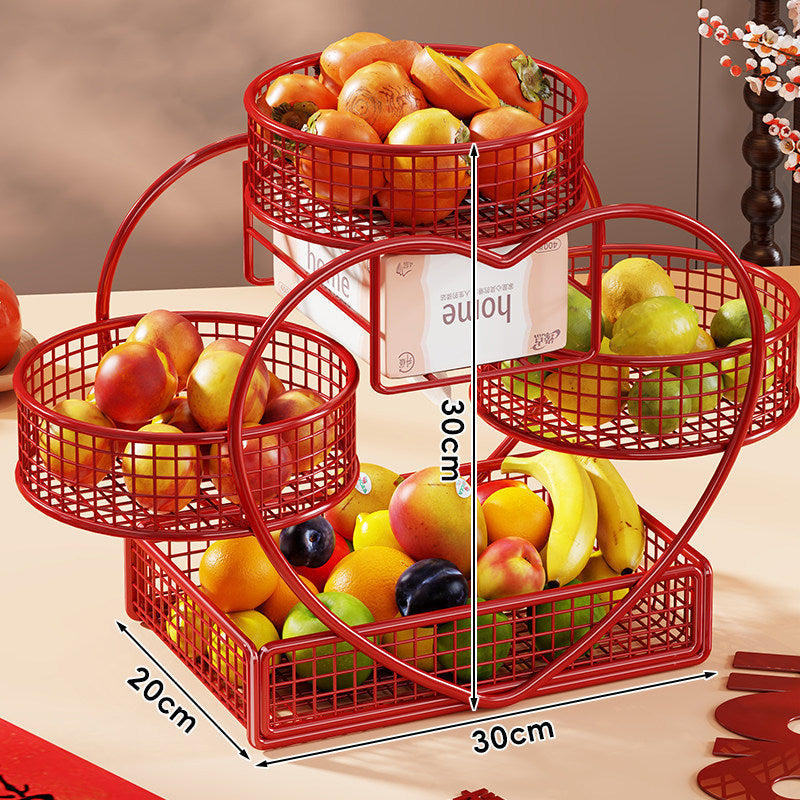 Herzförmiger dreistufiger Metall Obstkorb Organizer