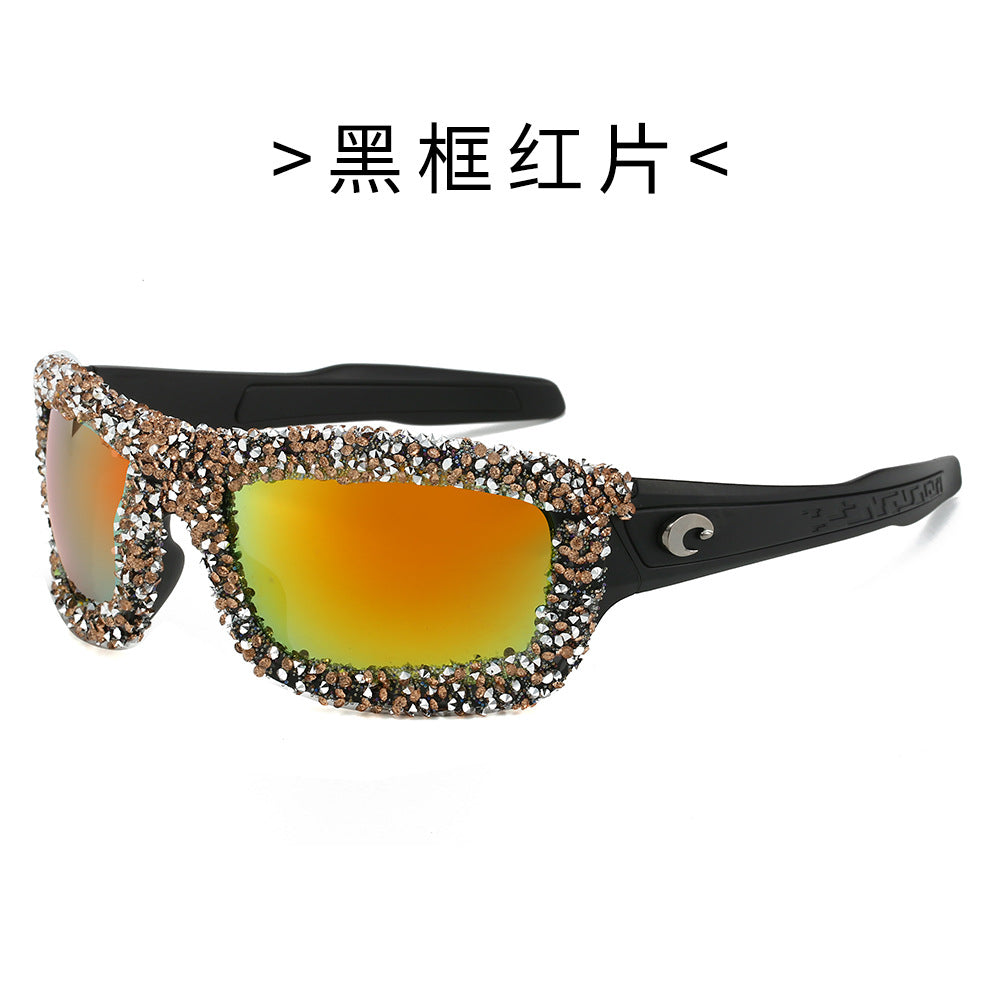 Damen Sportliche Sonnenbrille mit funkelndem Strassrahmen Karnz