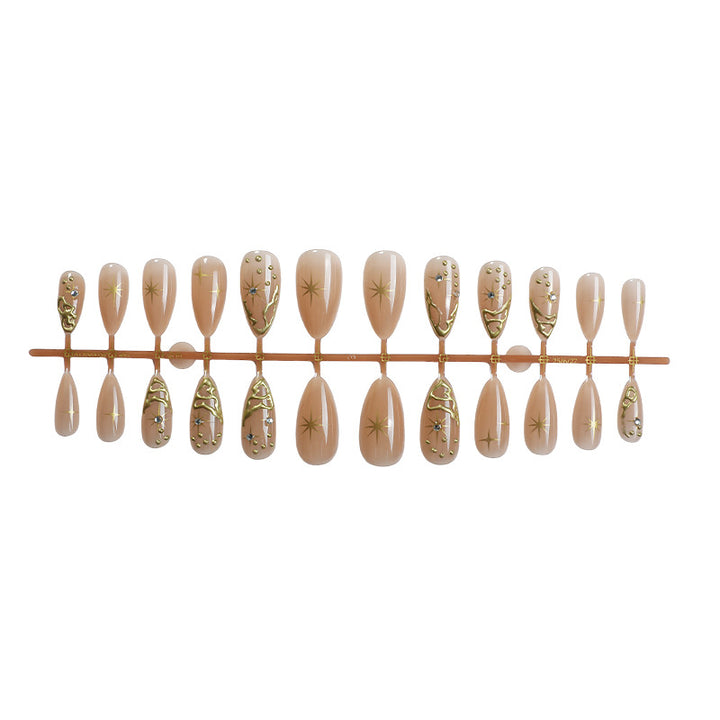 Premium Press-On Nail Set mit aufwendigen Stern- und Dekorationsdesigns Karnz