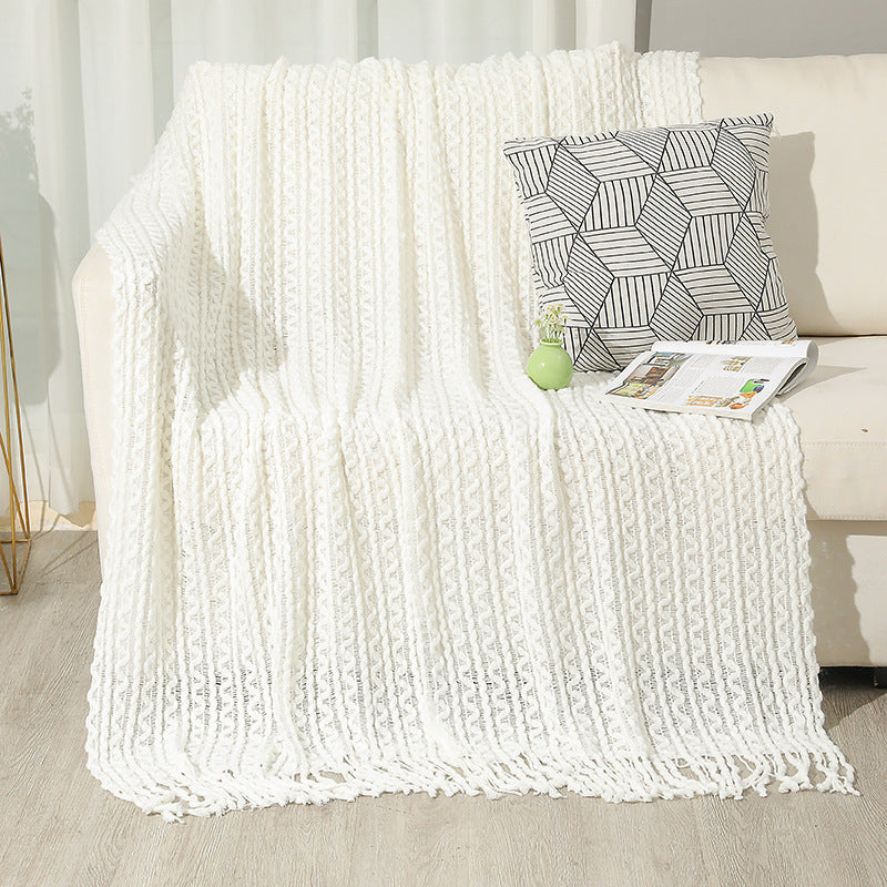 Strukturierte Strickwurfdecke