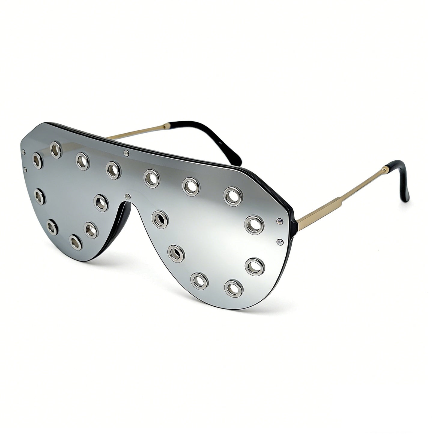 Damen Statement-Sonnenbrille im futuristischen Design mit dekorativen Elementen Karnz