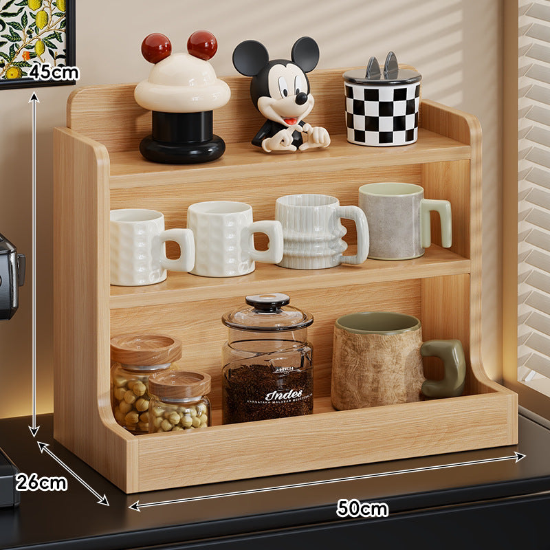 Theke Holz Kaffee Station Organizer Regal mit Drei-Tier Becher und Behälter Aufbewahrung