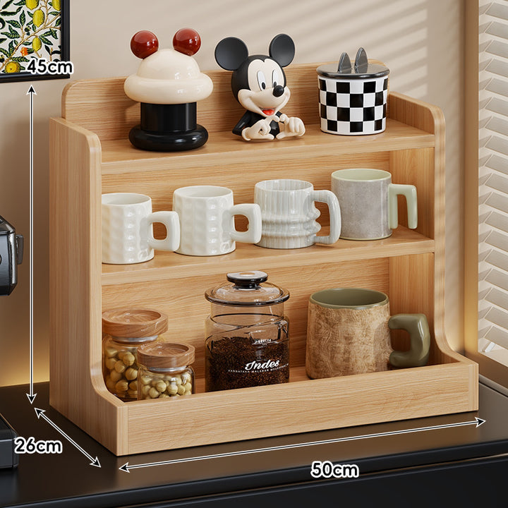 Theke Holz Kaffee Station Organizer Regal mit Drei-Tier Becher und Behälter Aufbewahrung