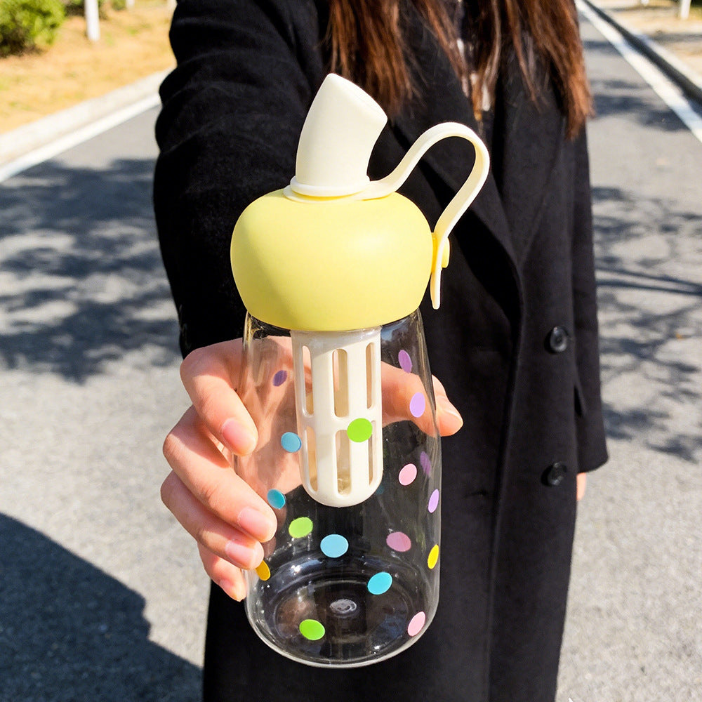 Damen Trinkflasche mit integriertem Fruchtfilter und praktischem Tragegriff Karnz