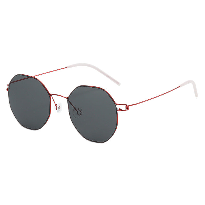 Damen geometrische Sonnenbrille mit hochwertigem Metallrahmen und verspiegelten Gläsern Karnz
