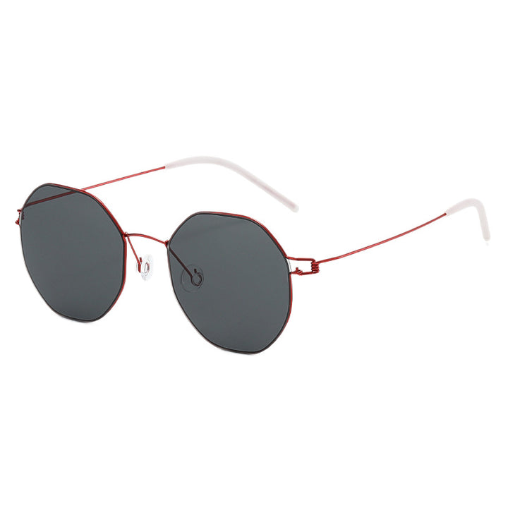 Damen geometrische Sonnenbrille mit hochwertigem Metallrahmen und verspiegelten Gläsern Karnz
