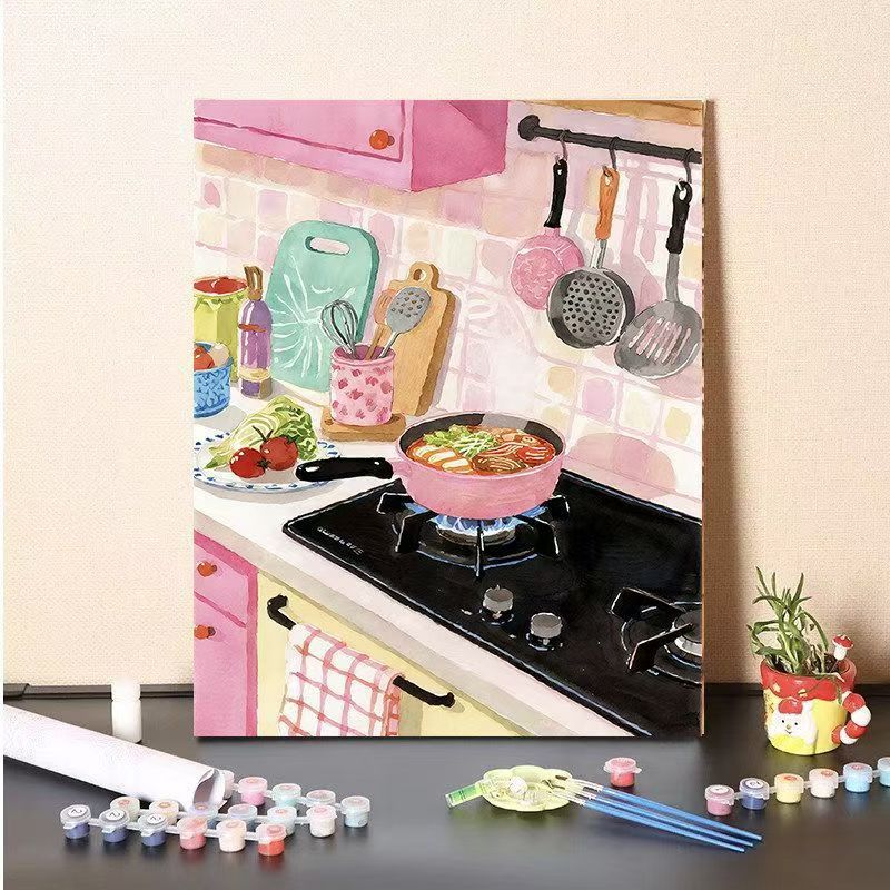 DIY Küche Szene Malen nach Zahlen Leinwand Kunst Karnz