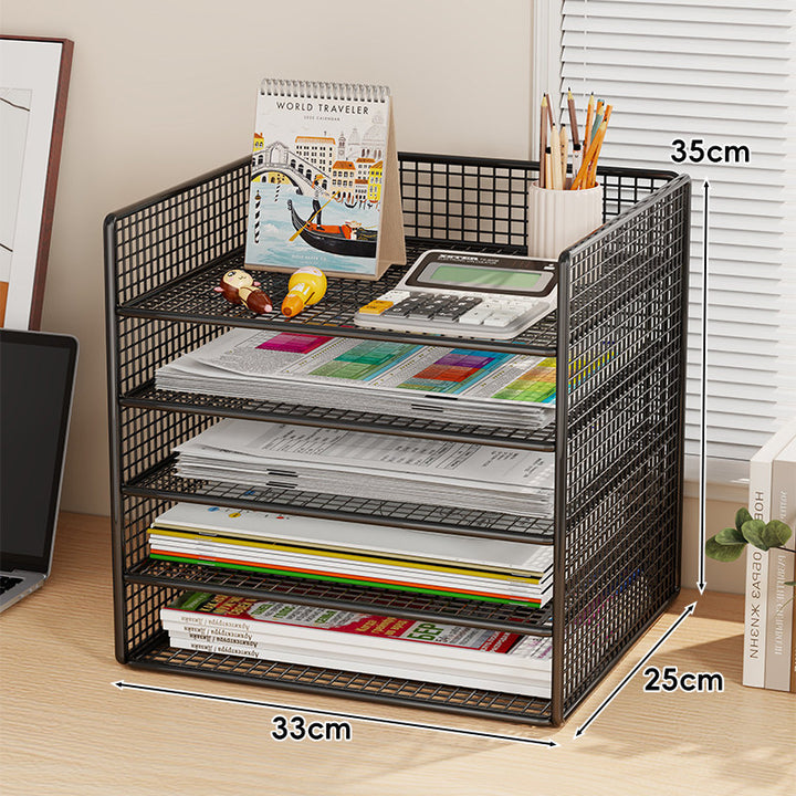 Belüfteter Mesh-Dreifach-Desktop-Dokumenten- und Zeitschriftenorganisator-Rack